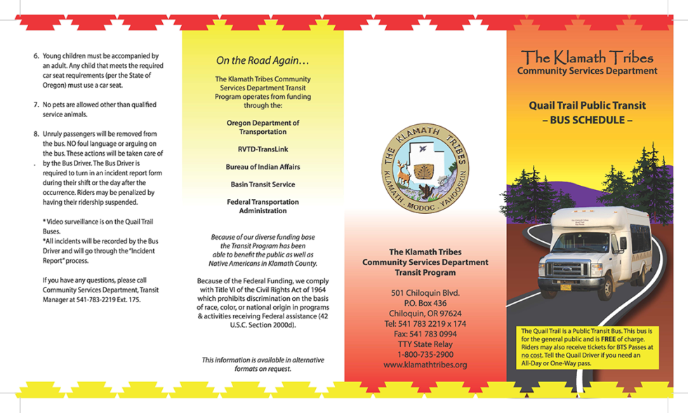 Quail Trail Bus Schedule | Klamath Tribes