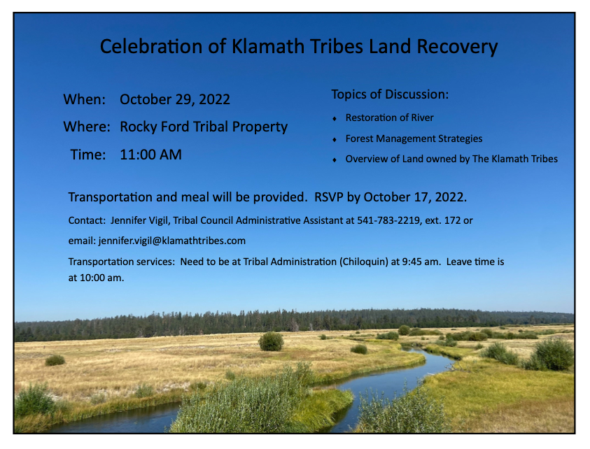 Celebration of Klamath Tribes Land Recovery