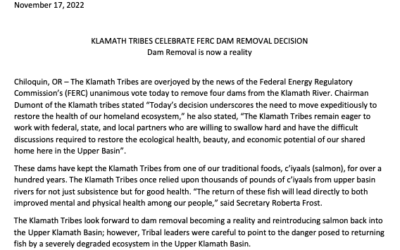 Klamath Tribes Celebrate FERC Dam Removal Decision
