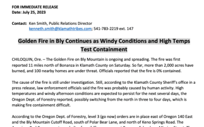 Golden Fire in Bly Continues as Windy Conditions and High Temps Test Containment