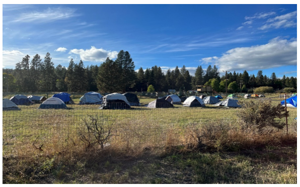 Firefighters of the Marsh Fire have set up camp and incident command on the Chiloquin Rodeo grounds. (Photo by Ken Smith/Klamath Tribes)