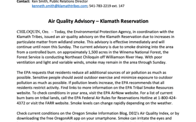 Air Quality Advisory – Klamath Reservation
