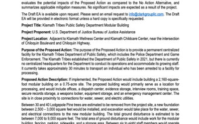 Construction of Public Safety Department Modular Building for Klamath Tribes